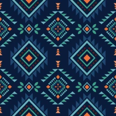 Fotobehang Ethnic southwest tribal navajo ornamental seamless pattern fabric colorful design for textile printing  © panuwat