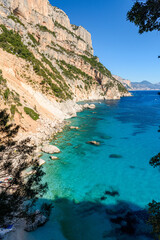 Fototapeta premium Panoramic view of the coastline near Cala Goloritzè, in the Orosei gulf in east Sardinia