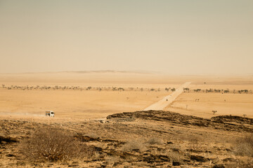 Road in the desert in Namibia, Erongo region