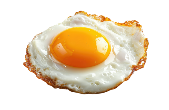 A fried egg on white or transparent background