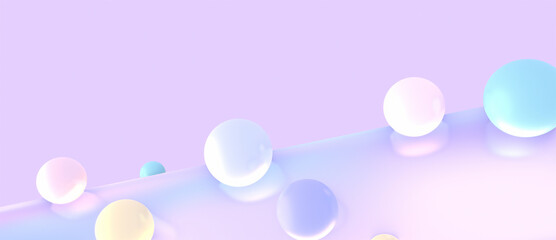 3d rendered colorful spheres on glossy ground.