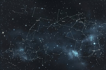 Constellations and star maps against a dark sky backdrop.