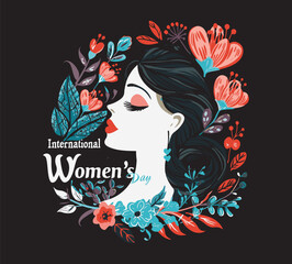 abstract woman's face poster, International Women's Day Vector illustration design