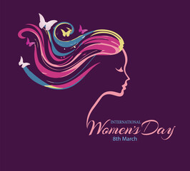 abstract woman's face poster, International Women's Day Vector illustration design