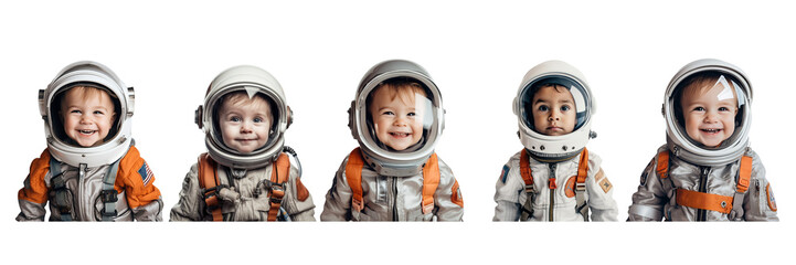 Untitled design - Set of Little boy in astronaut suit on a transparent background