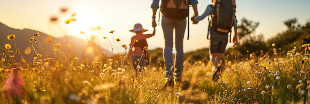 A family engaged in outdoor activities with a focus on presence. Moments in nature.
