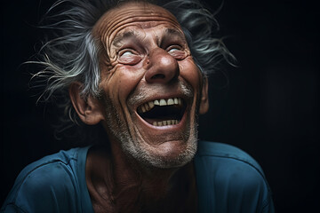 Elderly Man's Joyful Laughter