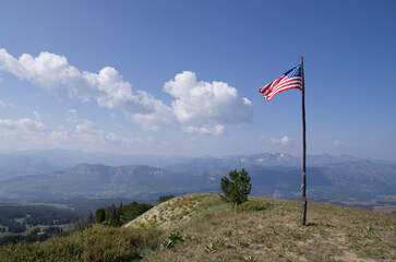 Stars and Stripes over the mountains