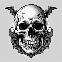 Fototapeta premium Dark themed skull graphic tee design