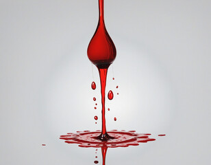 Red blood droplet on clear background