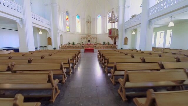 Aisle and altar in main hall of Evangelical Lutheran Cathedral