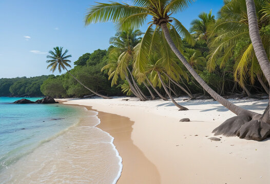 Stunning uninhabited tropical beach on Bubaque island, Bijagos archipelago, Guinea Bissau, West Africa