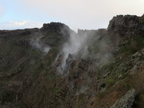 Crater of volcano Vesuvius, Italy, Europe.