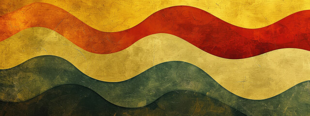 Retro style abstract wave background with a unique mix of olive green, rust red and mustard yellow