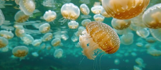 Obraz na płótnie Canvas Snorkeling with jellyfish in Palau was phenomenal.