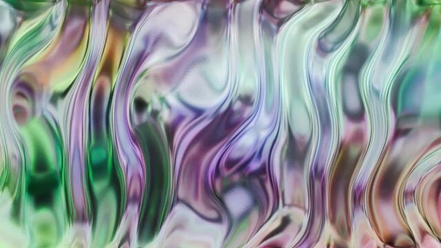 3d abstract dynamic animation of liquid glass with light dispersion effect. Liquid metal wave color animation. Modern dynamic design animation