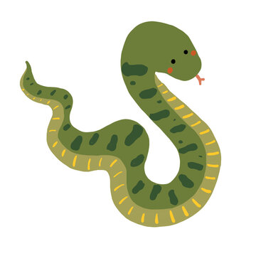 Cute green snake animal illustration transparant backgound png