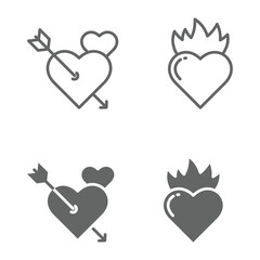 Valentine day icon design vector symbol set including cupid, heart fire