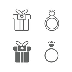 Valentine day icon design vector symbol set including valentines gift, love ring