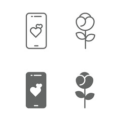 Valentine day icon design vector symbol set including smartphone, rose
