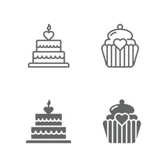 Valentine day icon design vector symbol set including cake, cup cake