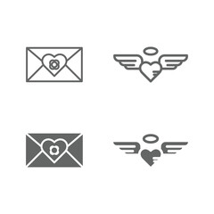 Valentine day icon design vector symbol set including angel, love letter