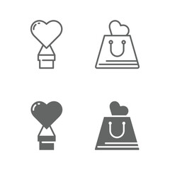 Valentine day icon design vector symbol set including hot air ballon, shopping