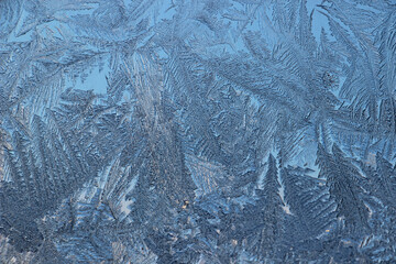 Winter frosty patterns on window glass