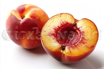 High quality nectarine isolated on white background for advertising and promotion purposes