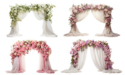Set of beautiful wedding flower arches, cut out