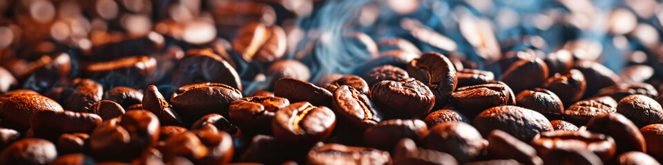 fresh coffee beans on the table. Selective focus.
