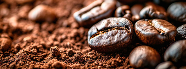Fototapeta premium fresh coffee beans on the table. Selective focus.