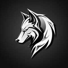 Fototapeta premium wolf head icon in the dark background