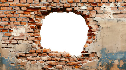 Hole in brown brick wall transparent background PNG