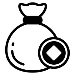 money bag, chinese coin icon