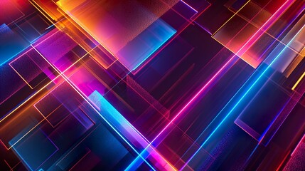 Digital holographic linear geometric abstract background - obrazy, fototapety, plakaty
