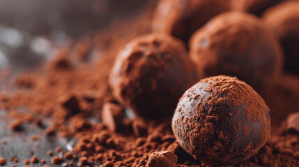 truffle candies in chocolate. Selective focus. - obrazy, fototapety, plakaty