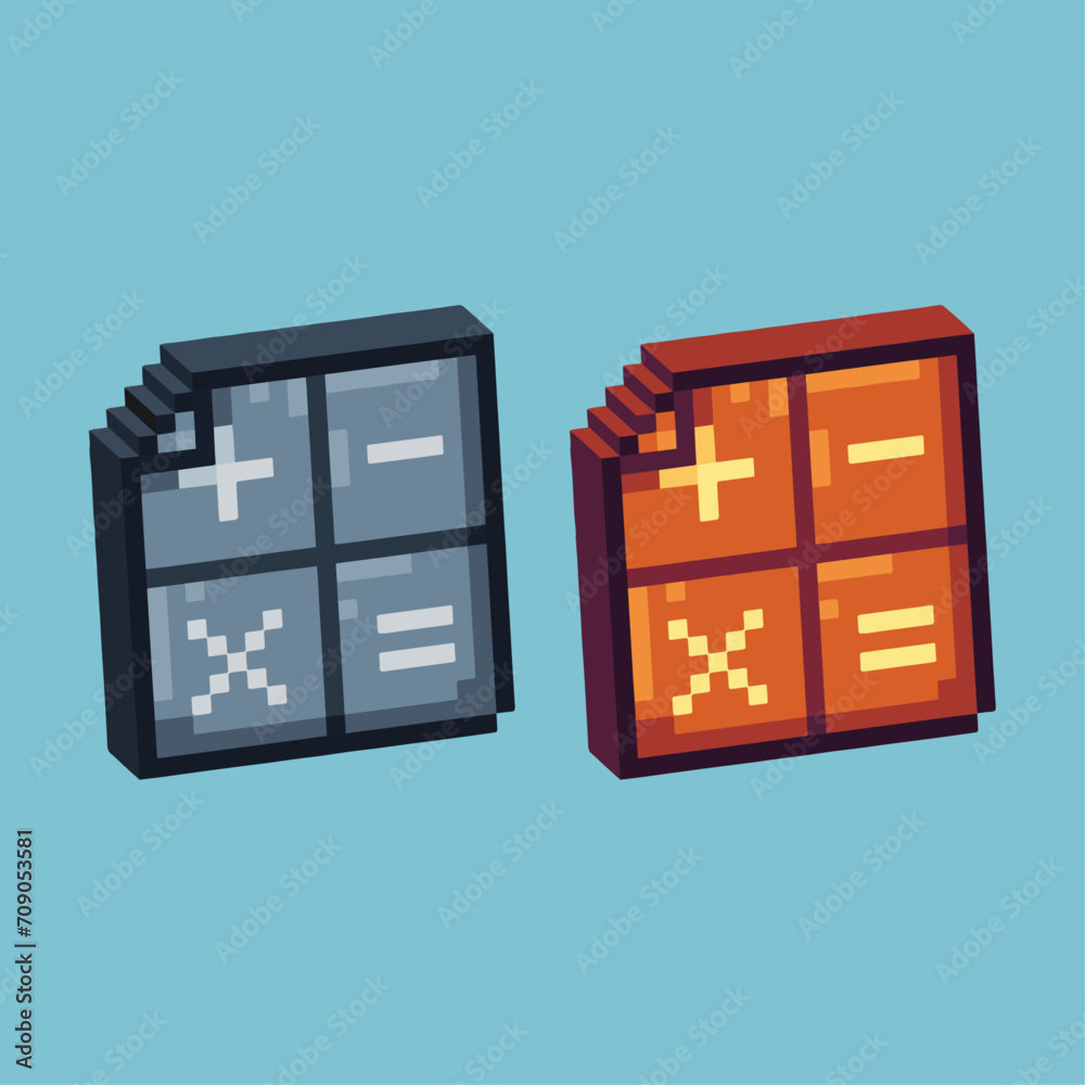 Poster Isometric Pixel art 3d of mathematic page icon for items asset. math page icon on pixelated style.8bits perfect for game asset or design asset element for your game design asset.