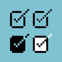 Pixel art sets outline icon of correct variation color. agreement icon on pixelated style. 8bits perfect for game asset or design asset element for your game design. Simple pixel art icon asset.