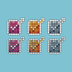 Pixel art stroke rounded sets icon of agreement variation color. correct icon on pixelated style. 8bits perfect for game asset or design asset element for your game design Simple pixel art icon asset.
