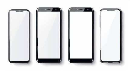 smartphone mockup white screen. mobile phone vector Isolated on White Background. phone different angles views. Vector illustration   