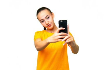 Young Arab woman over isolated background making a selfie