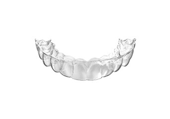 Invisible Clear Plastic Aligner for Upper Teeth 3d Render illustration transparent background
