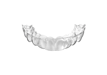 Invisible Clear Plastic Aligner for Upper Teeth 3d Render illustration transparent background