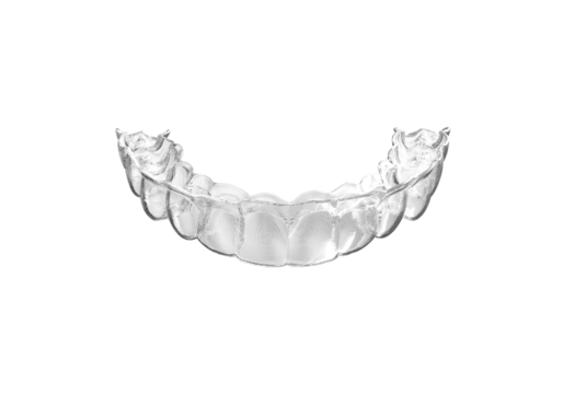 Invisible Clear Plastic Aligner for Upper Teeth 3d Render illustration transparent background