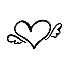 Heart Doodle Cartoon Element For Love Cards, Invitations, or Valentine's Day Decoration Isolated In White Background