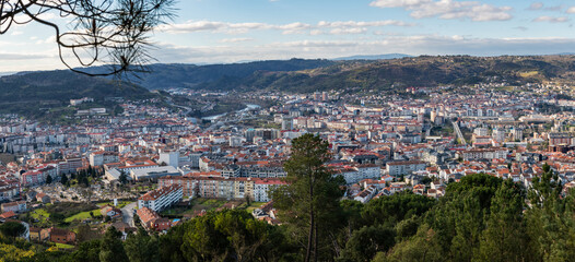 Panorama view of the skyline of the Galician city of Ourense as seen from the outskirts. - 709056971