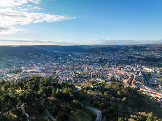 Panorama view of the skyline of the Galician city of Ourense as seen from the outskirts. - 709057125