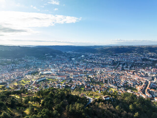 Panorama view of the skyline of the Galician city of Ourense as seen from the outskirts. - 709057129