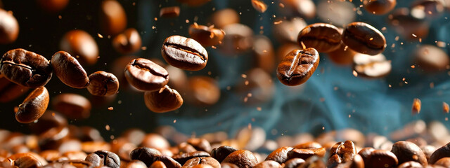 Coffee beans splash fresh. Selective focus. - obrazy, fototapety, plakaty